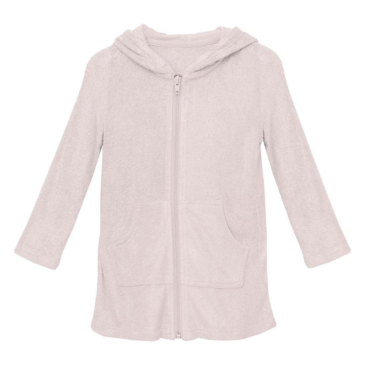 Terry Zip-Front After Swim Robe in Macaroon