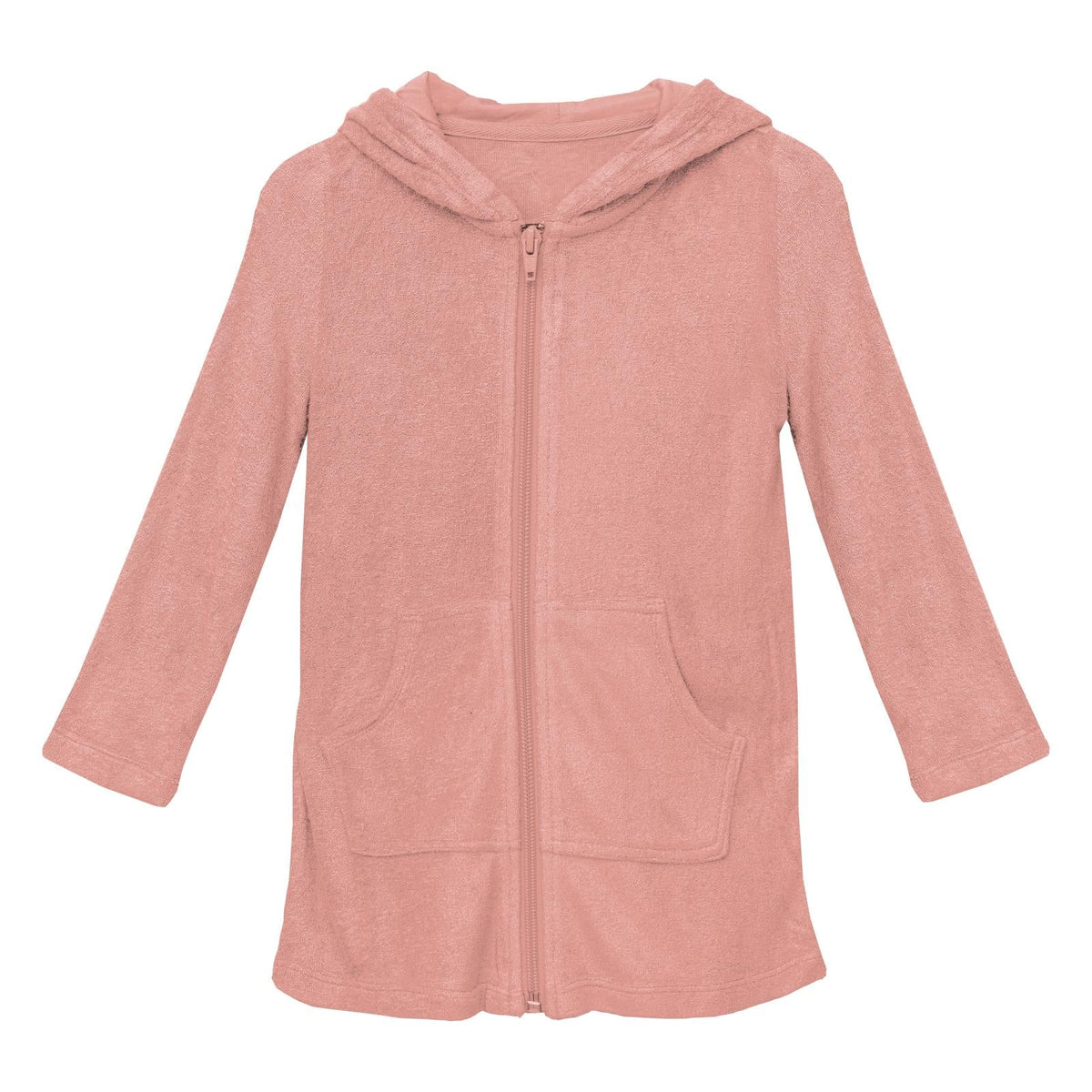 Terry Zip-Front After Swim Robe in Blush
