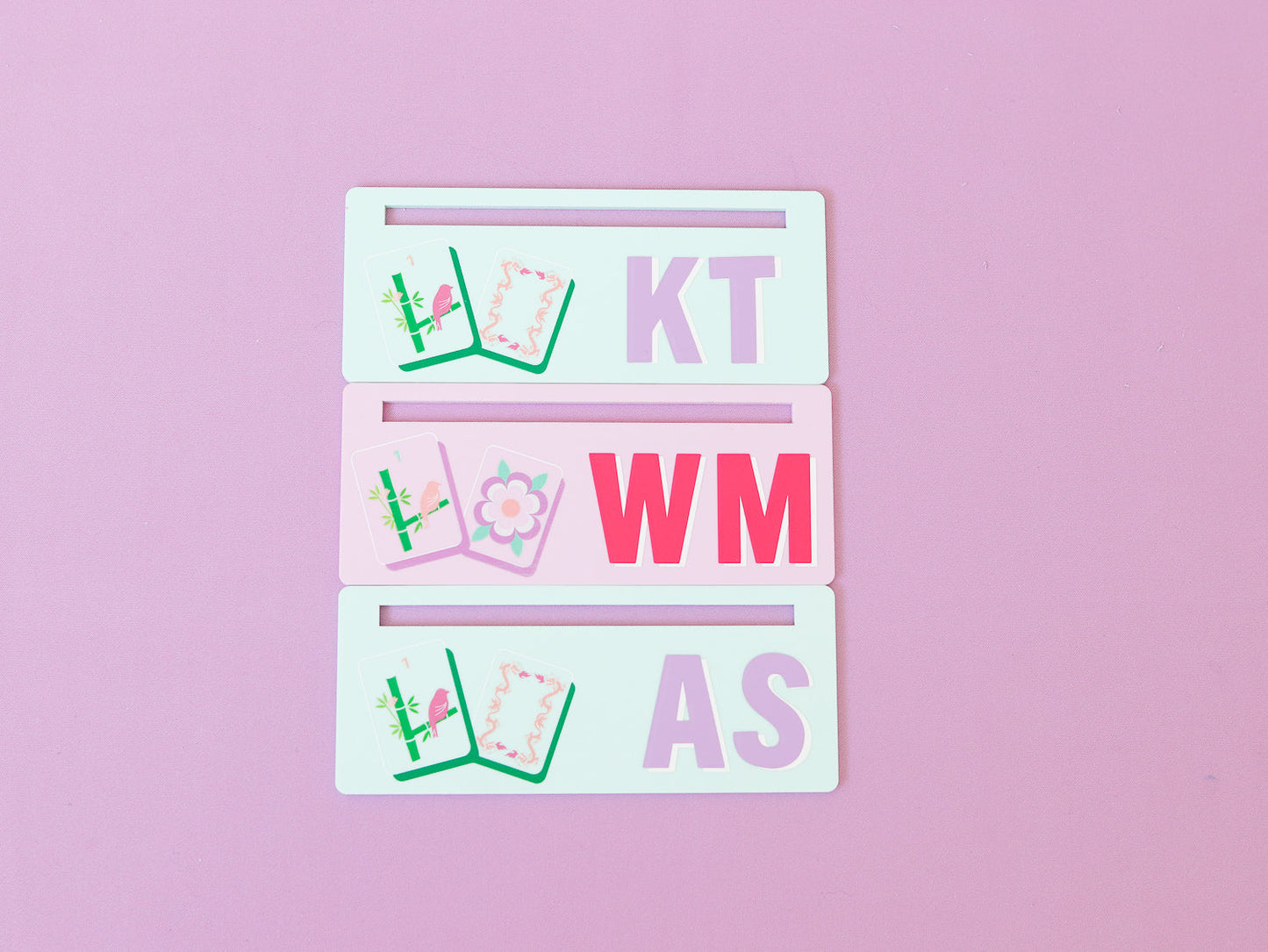Pastel Purple Bird Bam + Flower Tiles Mahjong Card Line Marker™