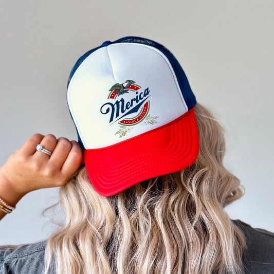 Merica, Patriotic, Snapback Trucker Hat