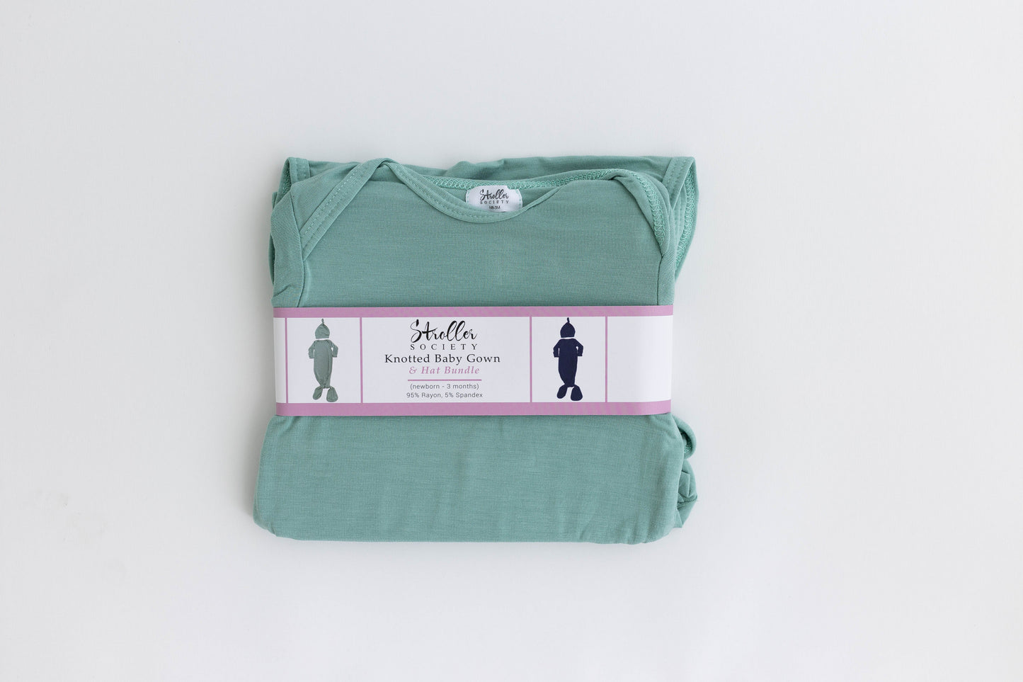 Newborn Knotted Baby Gown and Hat Set - Crew - (Newborn-3 months) Mint, Navy Blue, Pink, Camel Brown