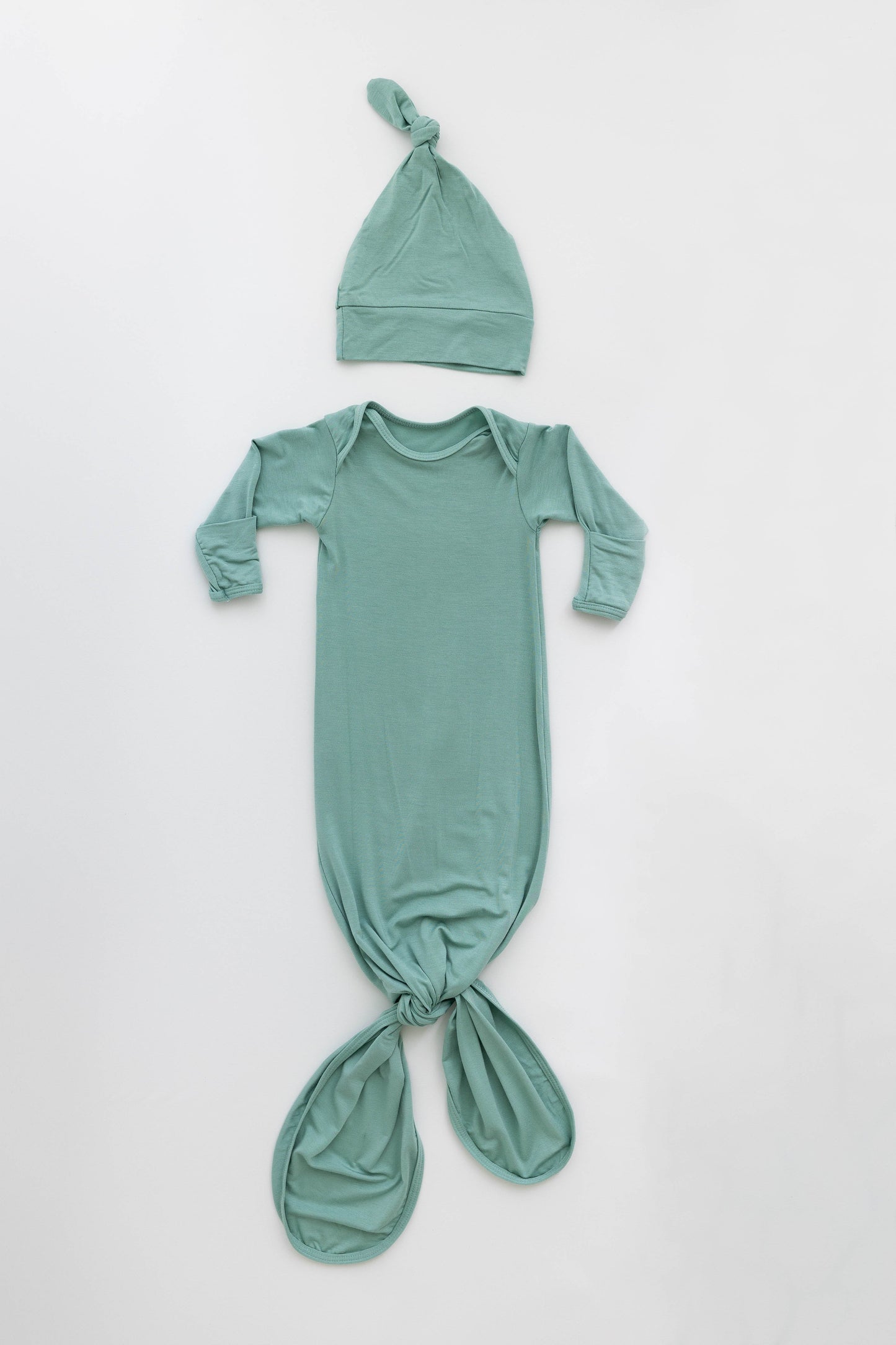 Newborn Knotted Baby Gown and Hat Set - Crew - (Newborn-3 months) Mint, Navy Blue, Pink, Camel Brown