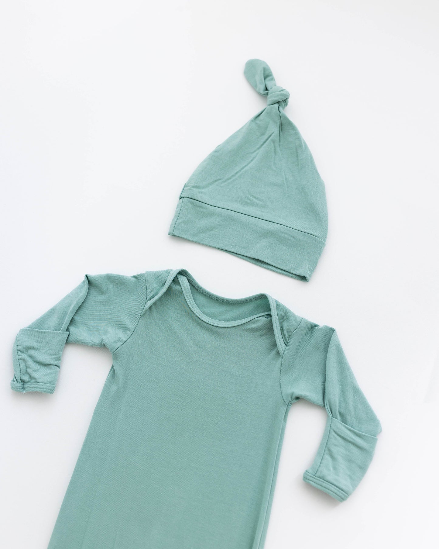 Newborn Knotted Baby Gown and Hat Set - Crew - (Newborn-3 months) Mint, Navy Blue, Pink, Camel Brown