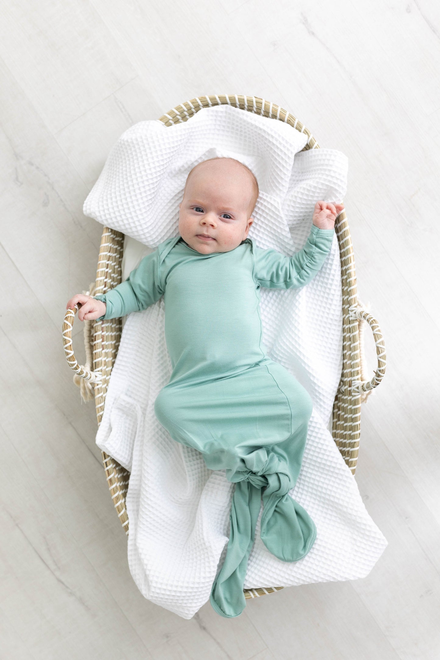 Newborn Knotted Baby Gown and Hat Set - Crew - (Newborn-3 months) Mint, Navy Blue, Pink, Camel Brown