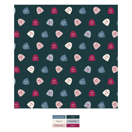 Print Fleece Kangaroo Pocket Pullover in Pine Happy Gumdrops
