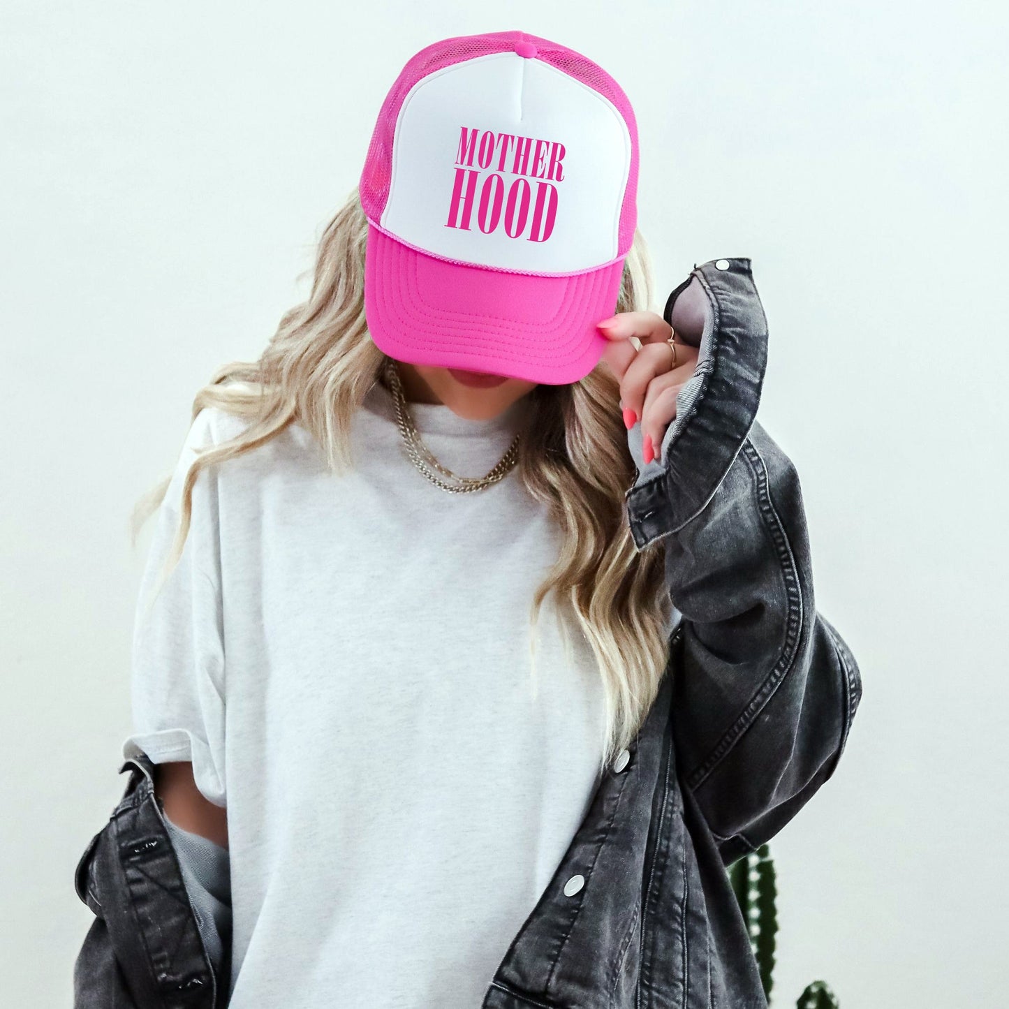 Mother Hood, Sassy, Funny, Bright Pink Snapback Trucker Hat