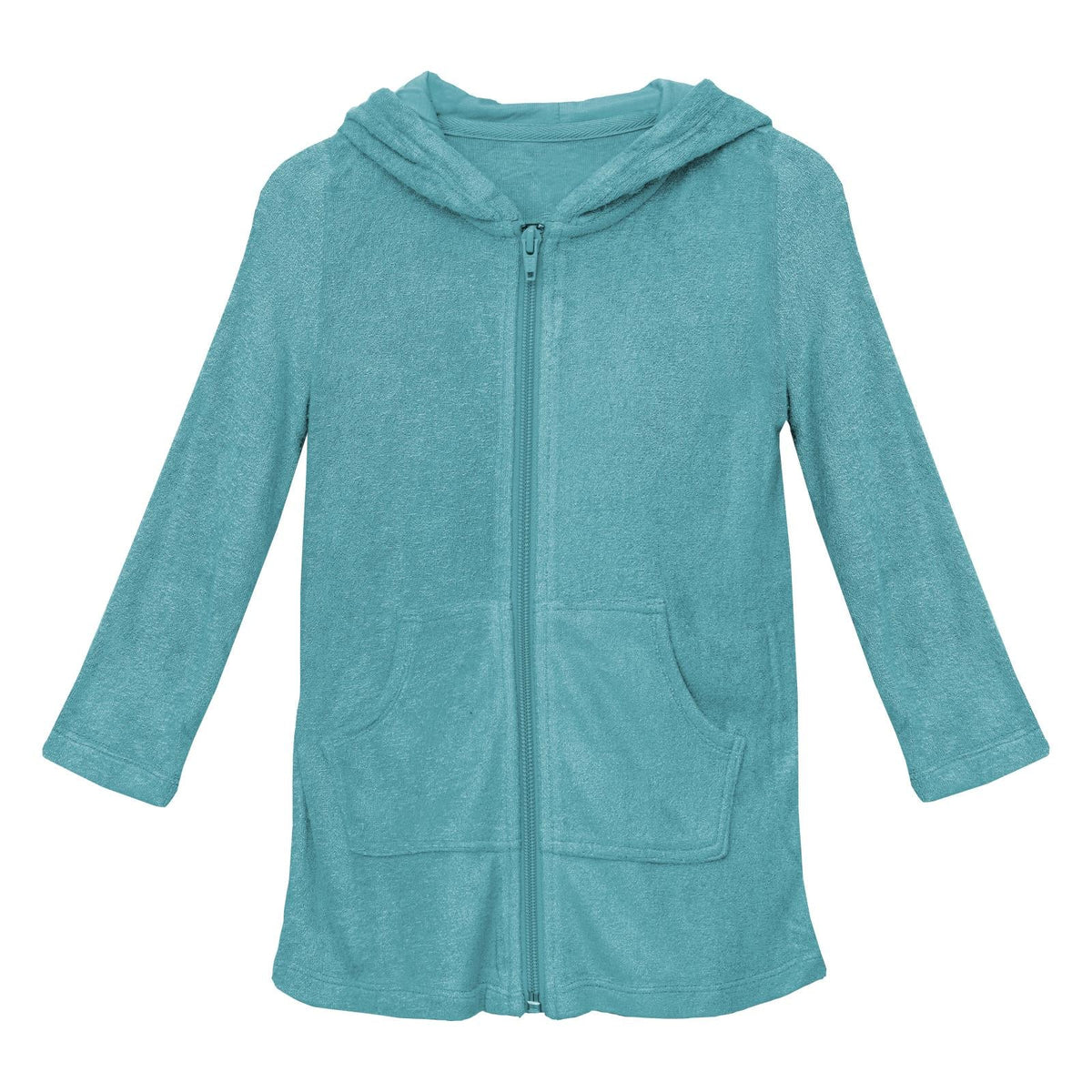 Terry Zip-Front After Swim Robe in Glacier