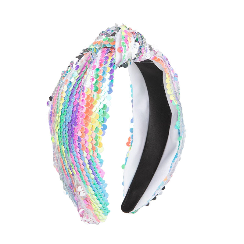 Patriotic Vibrant Sequin Knot Headband Flag Hair Accessory