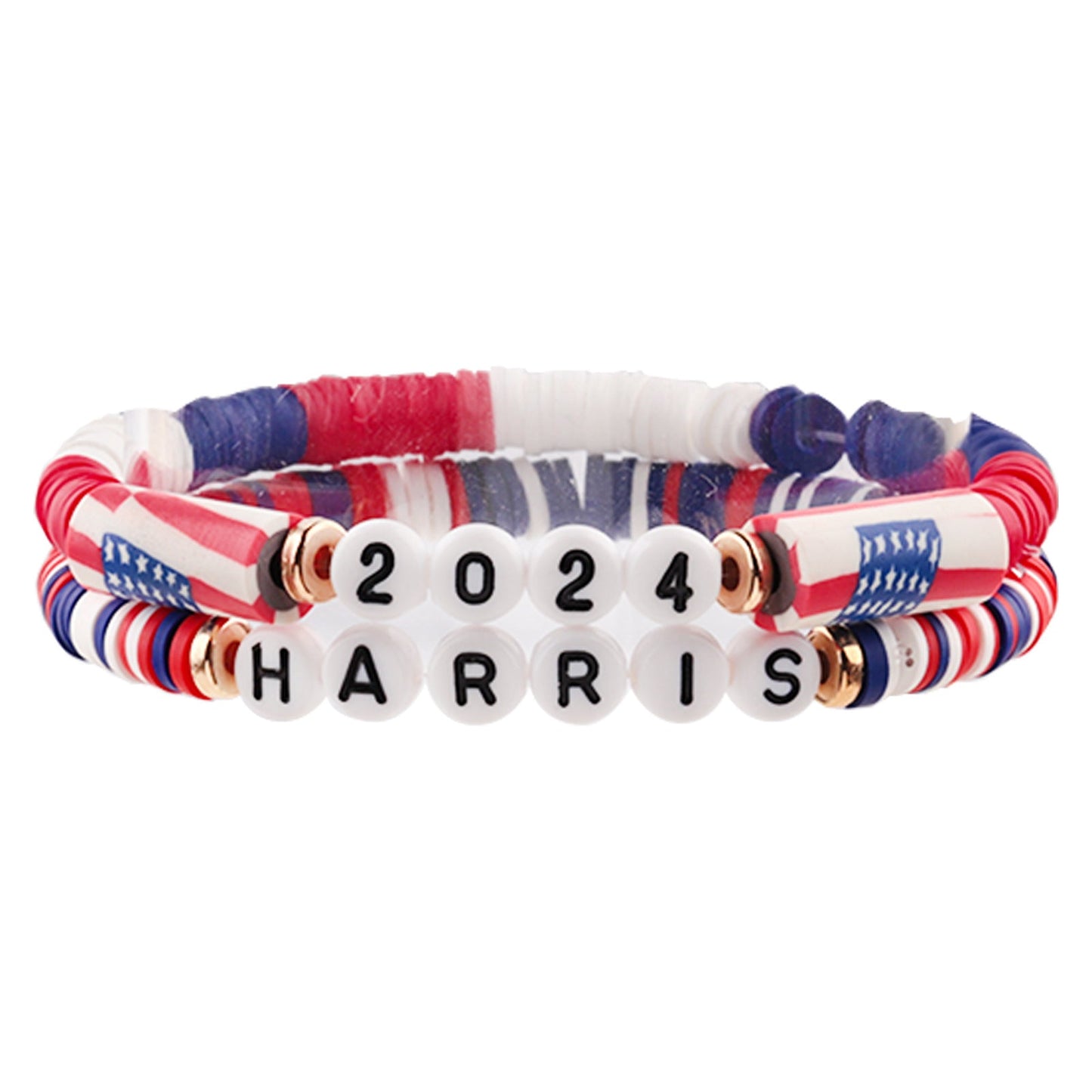 Polymer Clay Bracelet USA Patriotic Letter Star Bracelet Set