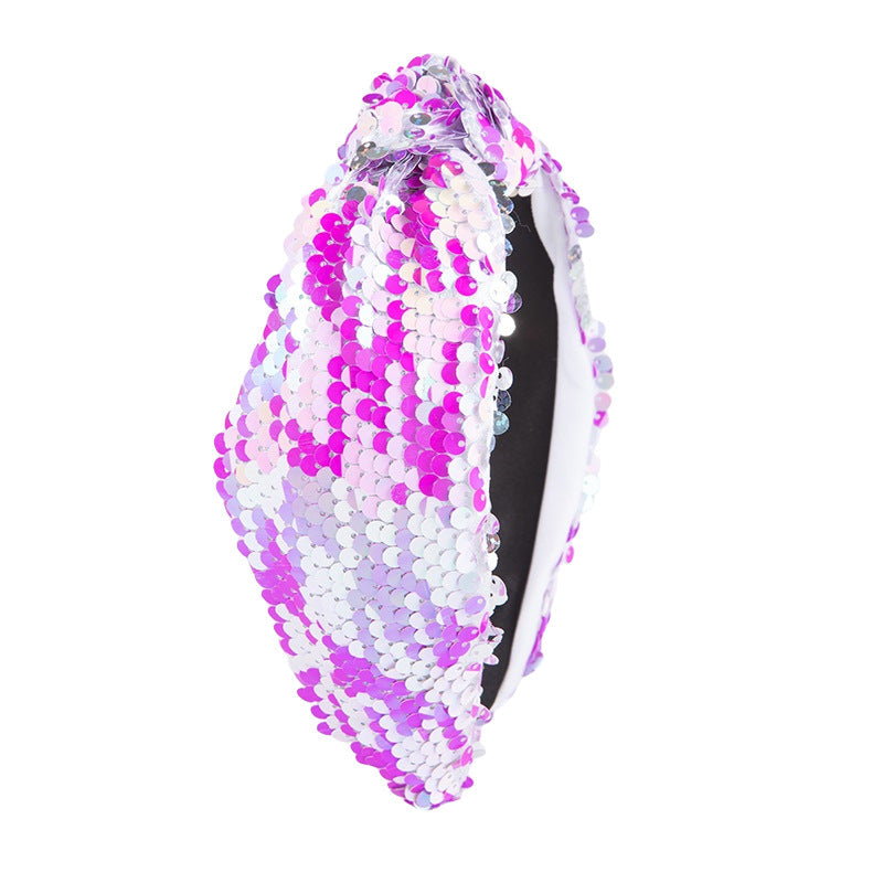 Patriotic Vibrant Sequin Knot Headband Flag Hair Accessory