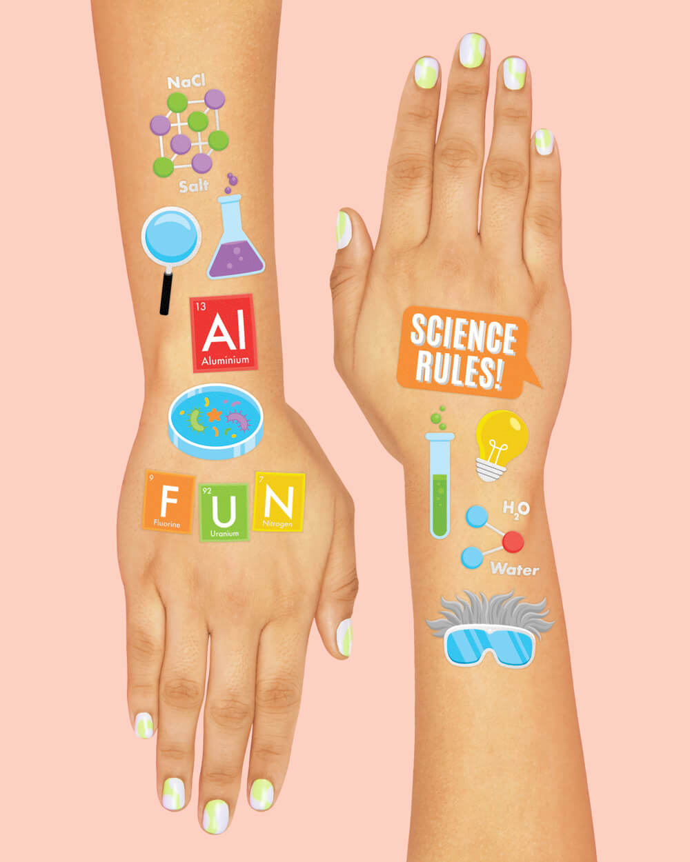 MOL-E-COOL Tats - 62 foil temporary science tattoos