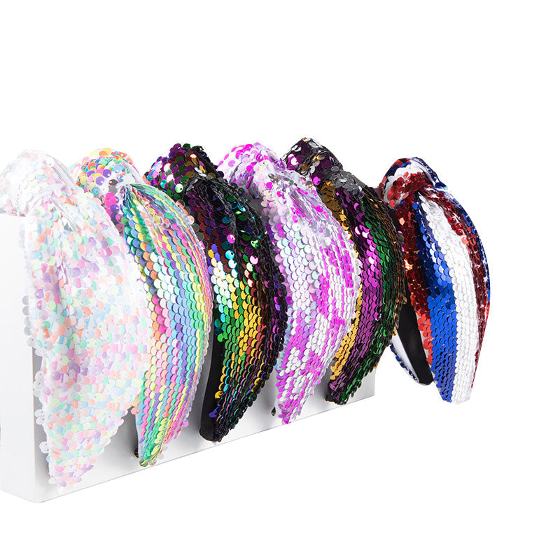 Patriotic Vibrant Sequin Knot Headband Flag Hair Accessory