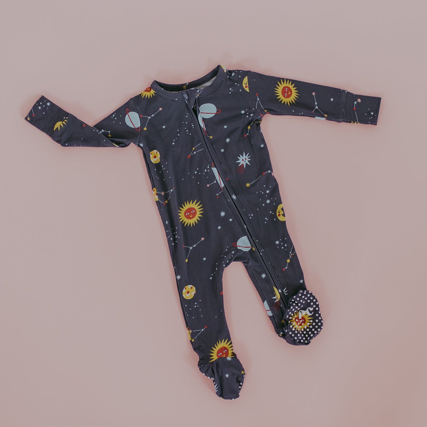 "Baby, You're a Star" One-Peaz™ Double Zip Footies - Navy