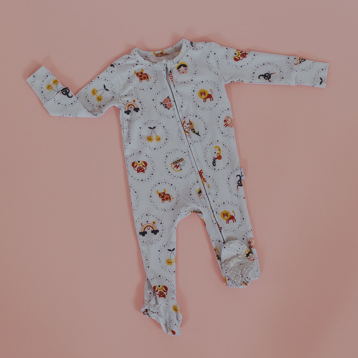 "Baby, You're a Star" One-Peaz™ Double Zip Footies - Ice