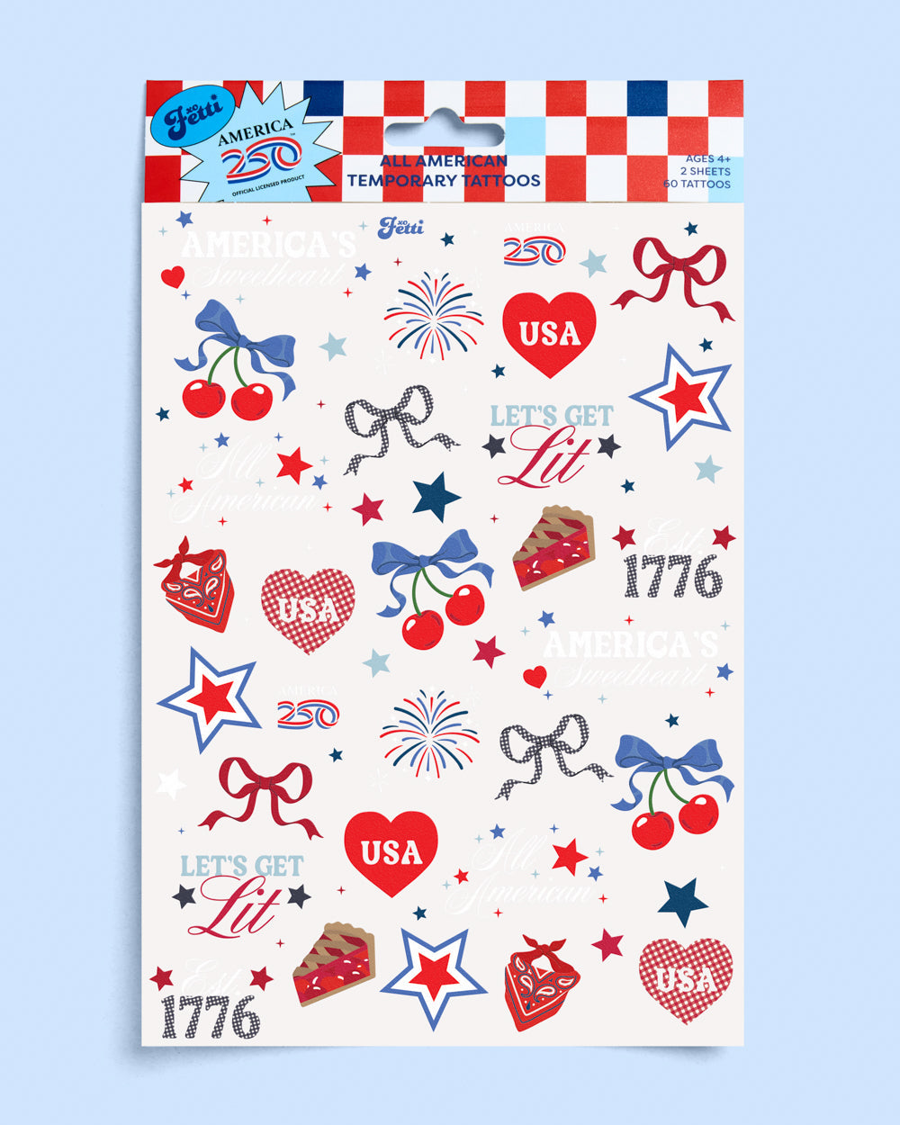 America 250 Tattoos - 60 temporary tattoos