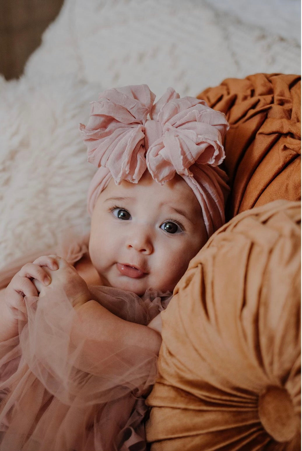 Ruffled Headband- Paris Pink