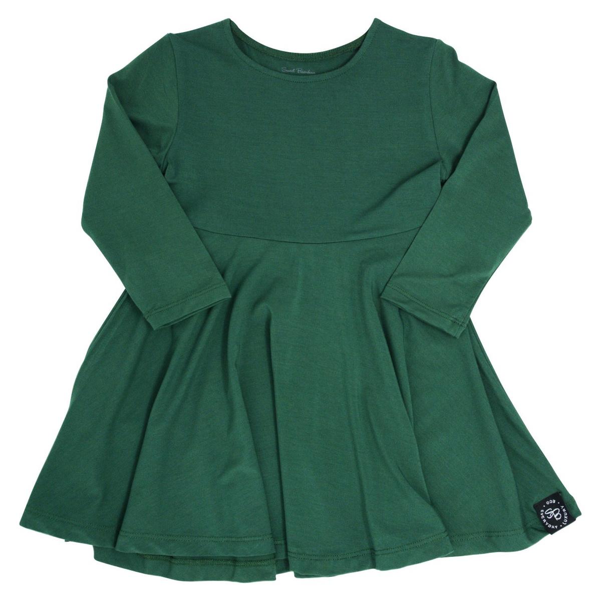 Sweet Bamboo Swirly Girl Dress - Hunter Green 2 Years