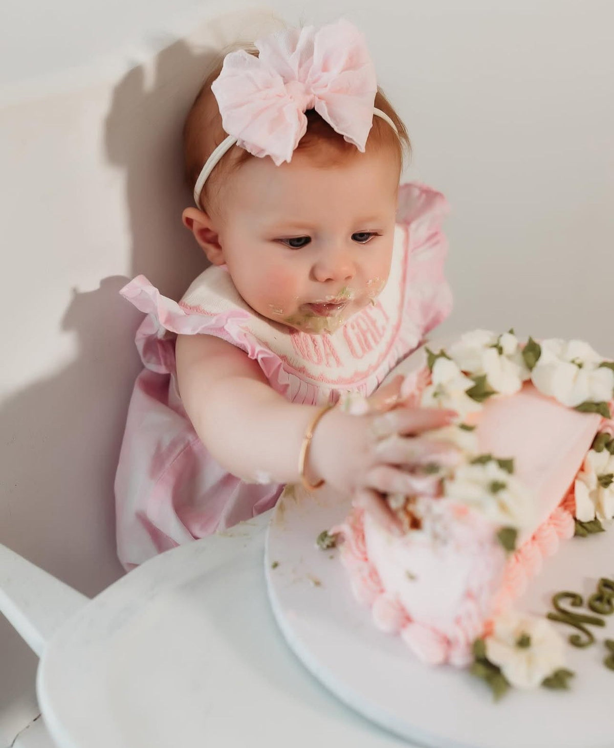 Skinny Mini Ruffled Headband- Perfect Pink