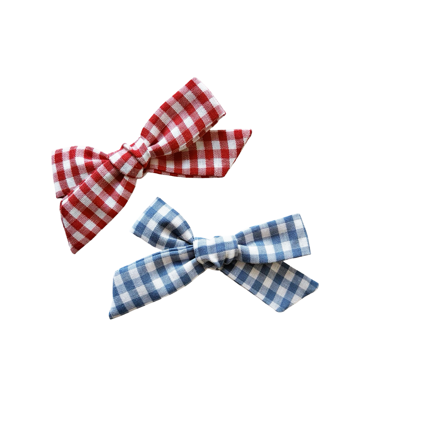 Red & Blue Gingham Pigtail Bows