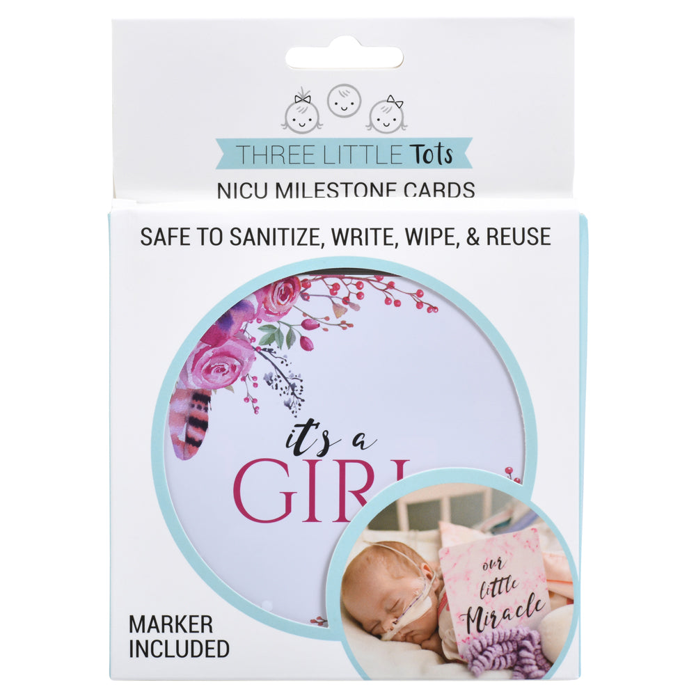 Girl Plastic NICU Milestone Cards w/ Marker