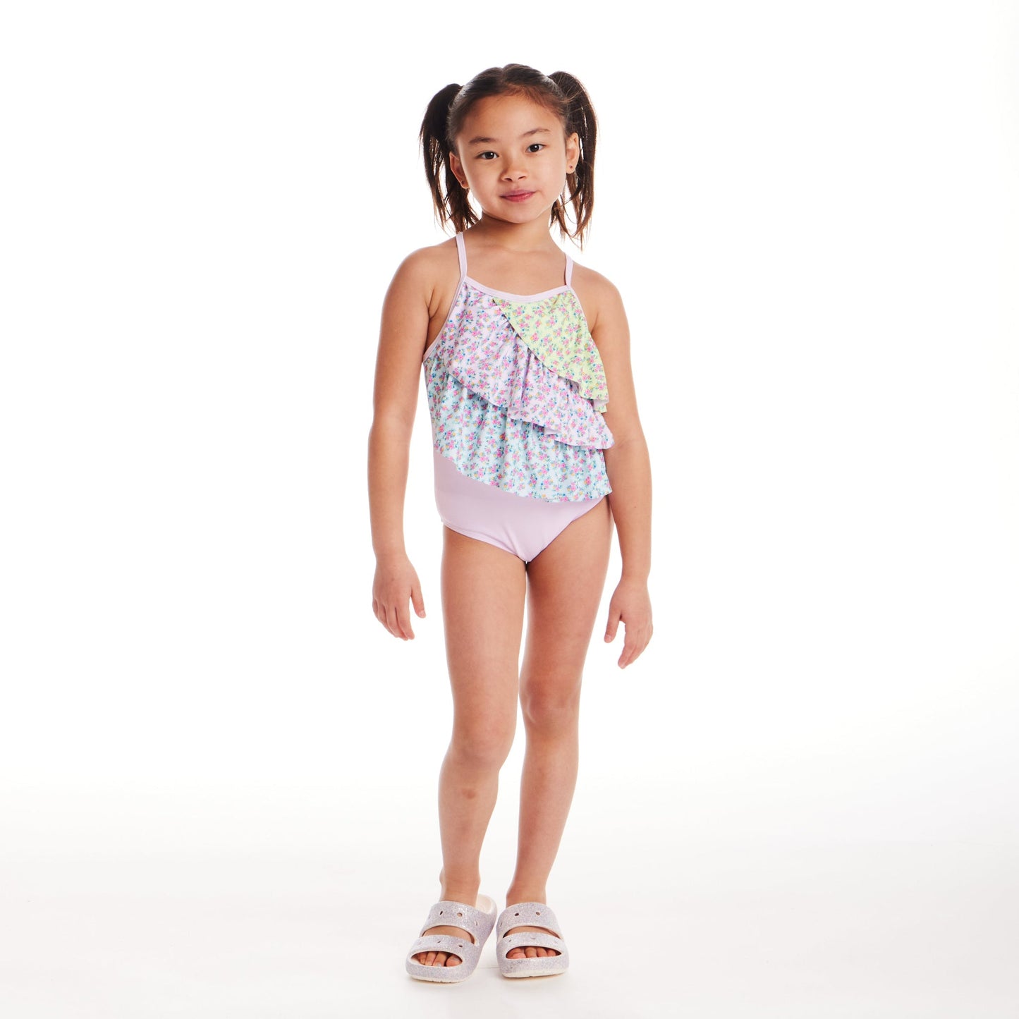 Kids (2-7) One Piece Swim Suit | Pink Floral