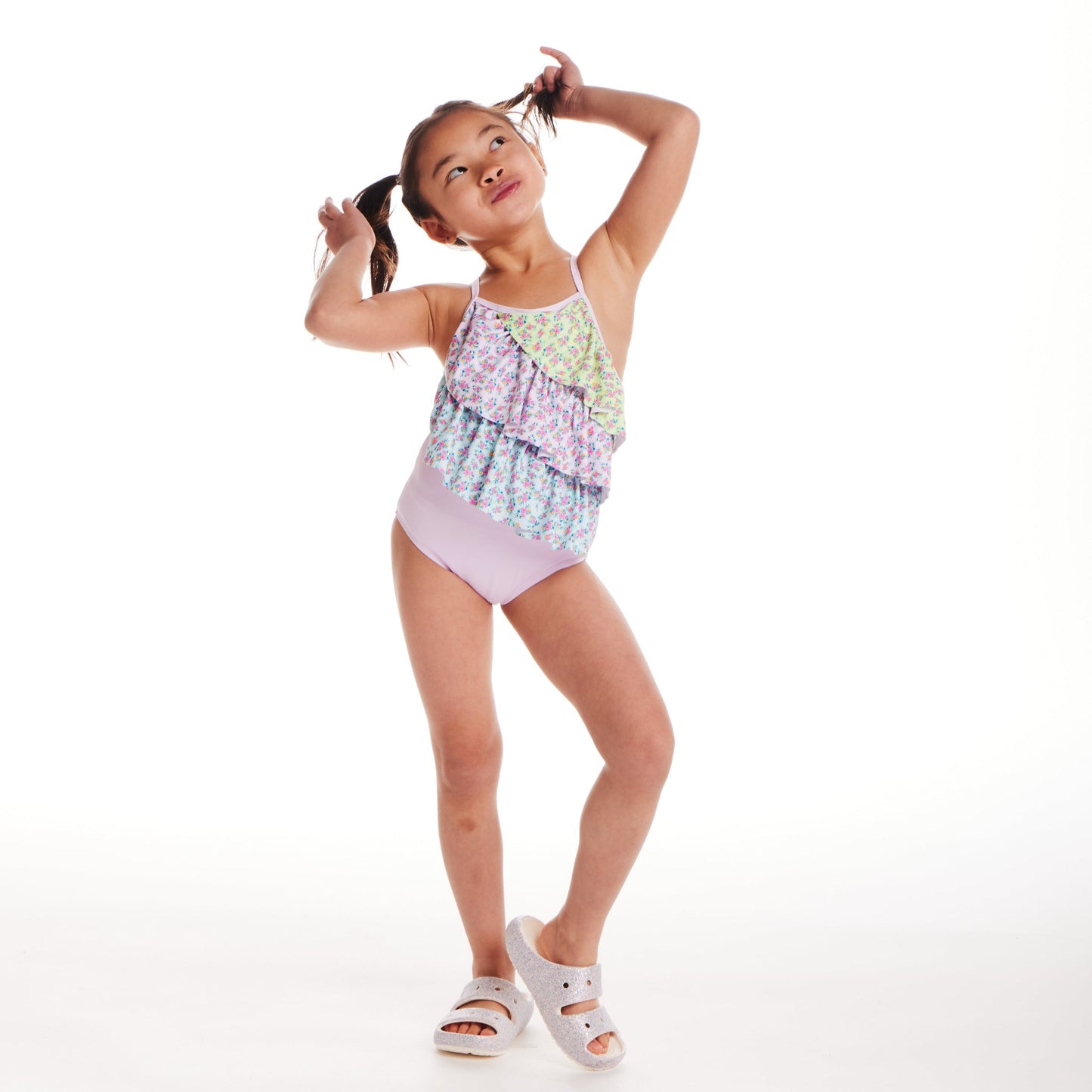 Kids (2-7) One Piece Swim Suit | Pink Floral