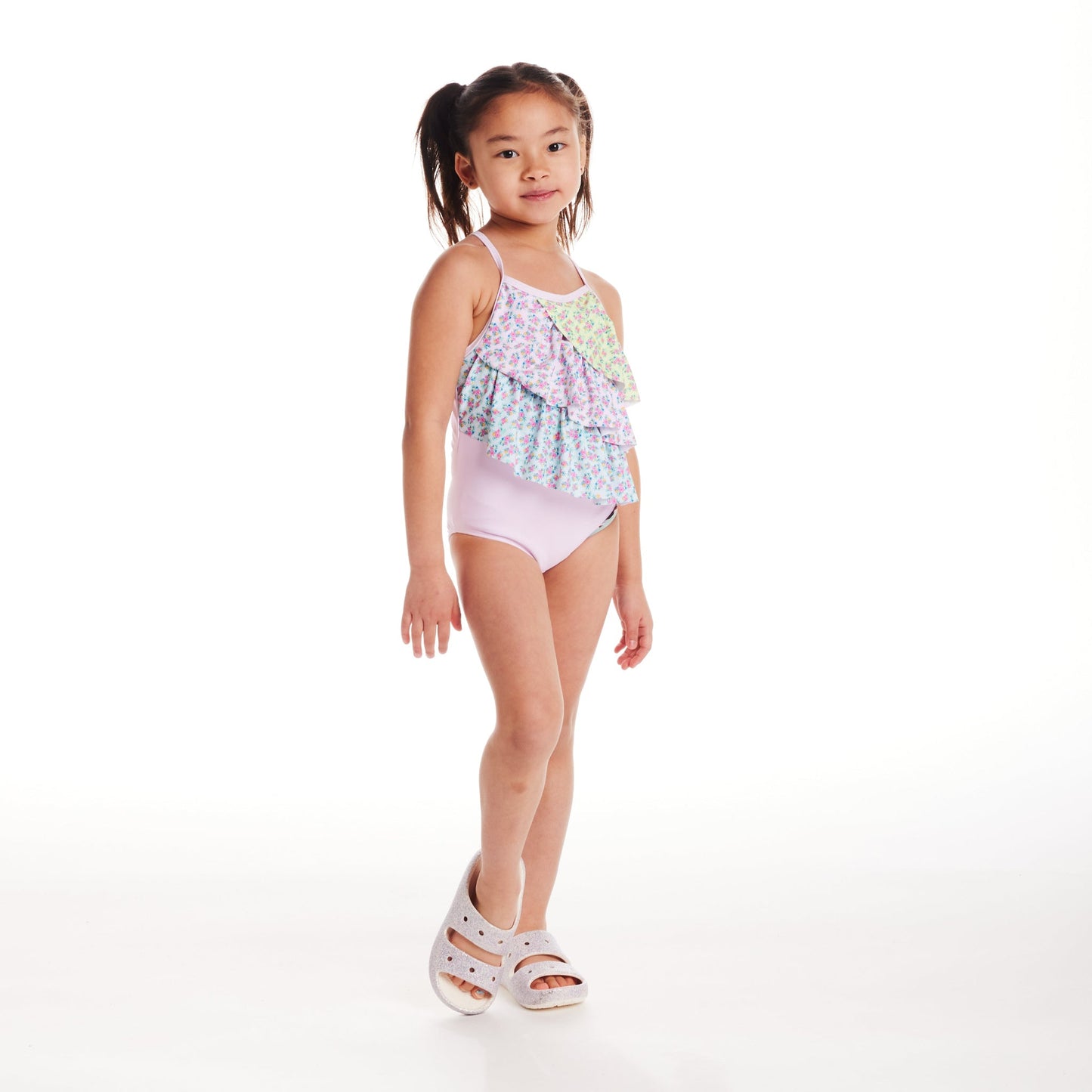 Kids (2-7) One Piece Swim Suit | Pink Floral