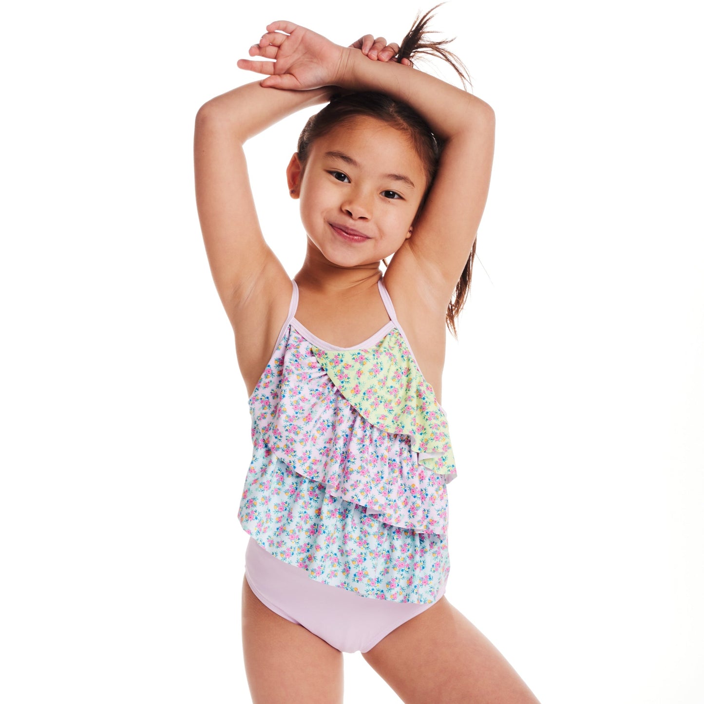 Kids (2-7) One Piece Swim Suit | Pink Floral