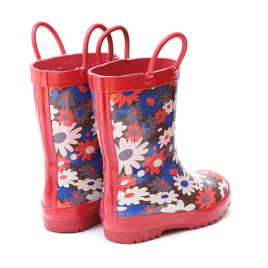 Brown Flower Rain Boot