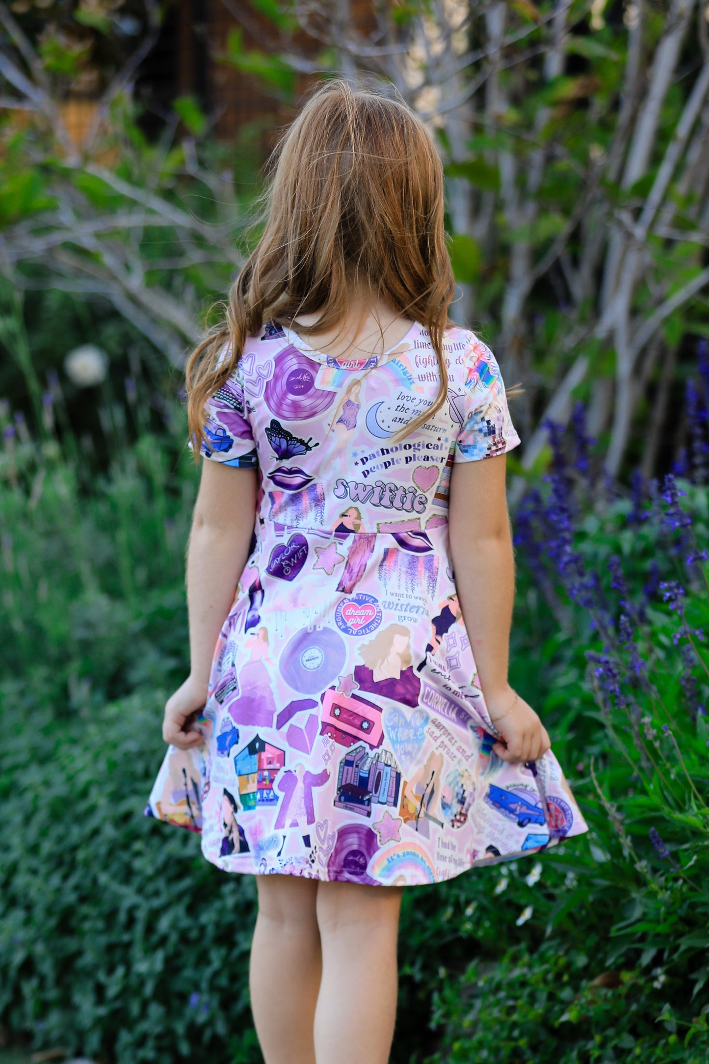 Ts lavender Twirly Print Girls Milk Silk Dress