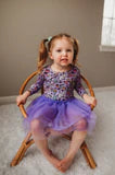 Purple Easter Bunnies Long Sleeve Tulle Dress
