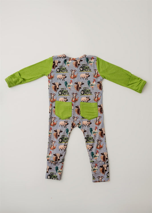 Down on the Farm | Convertible Two-Way Zip Footie