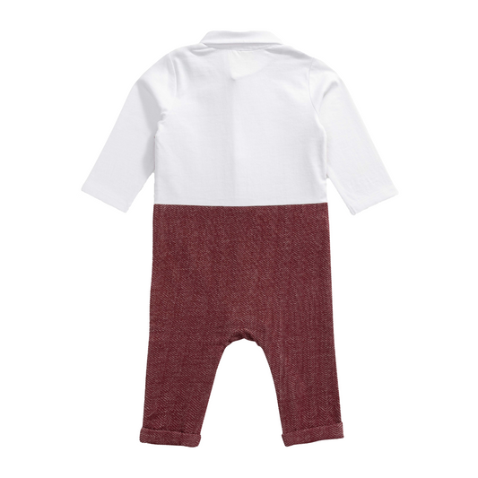 Gentleman Waistcoat Bowtie Romper for Baby Boys - Maroon