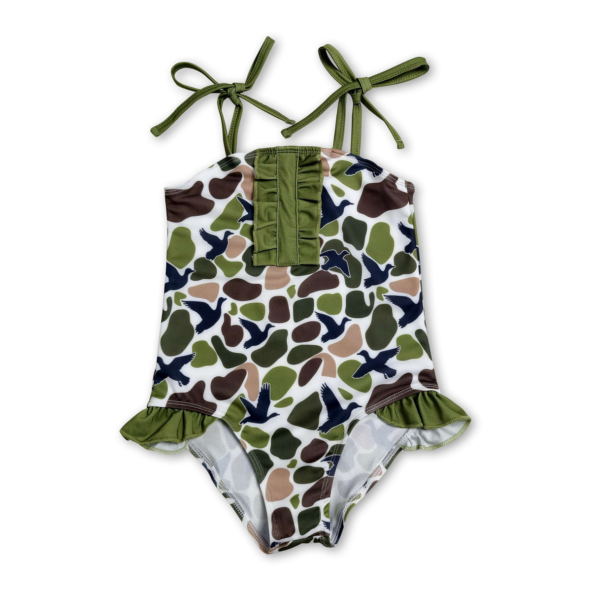Straps duck camo hunting girls one piece swimsuit