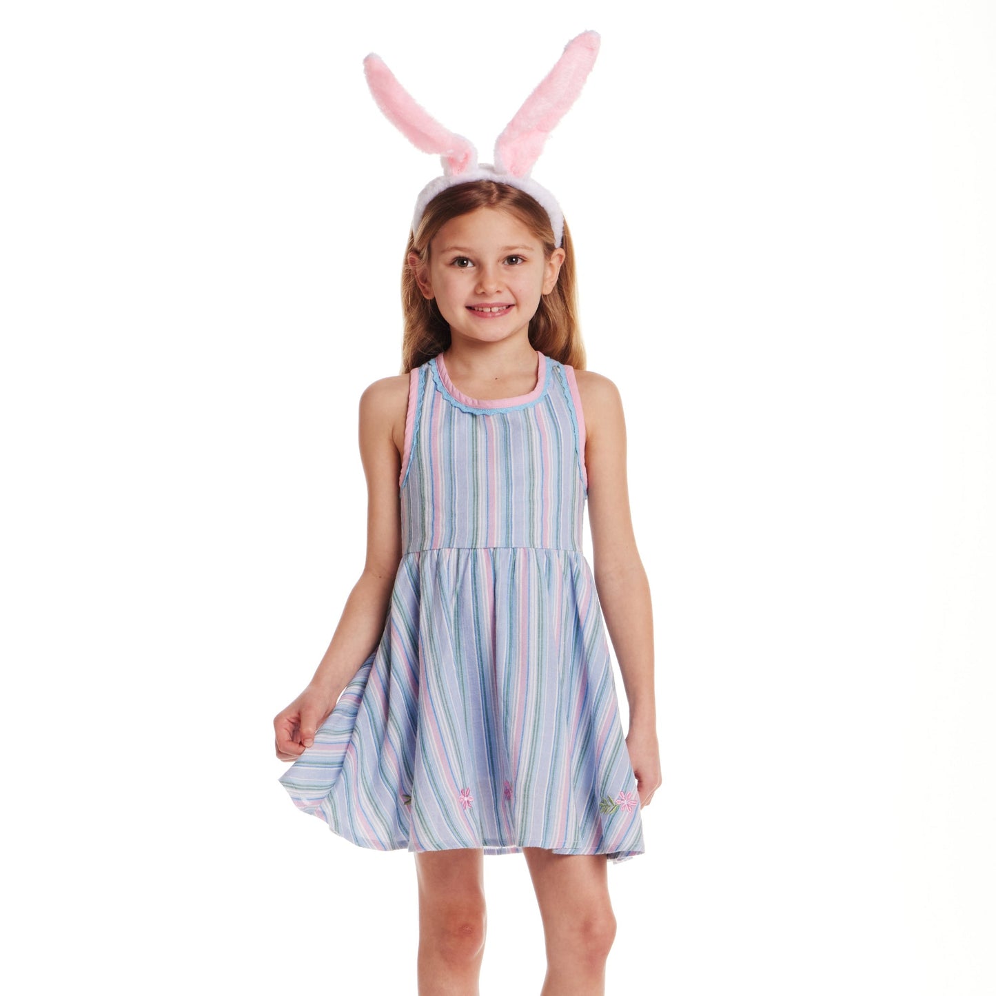 Kids (2-6x) Blue Breeze Cross-Back Dress | Striped