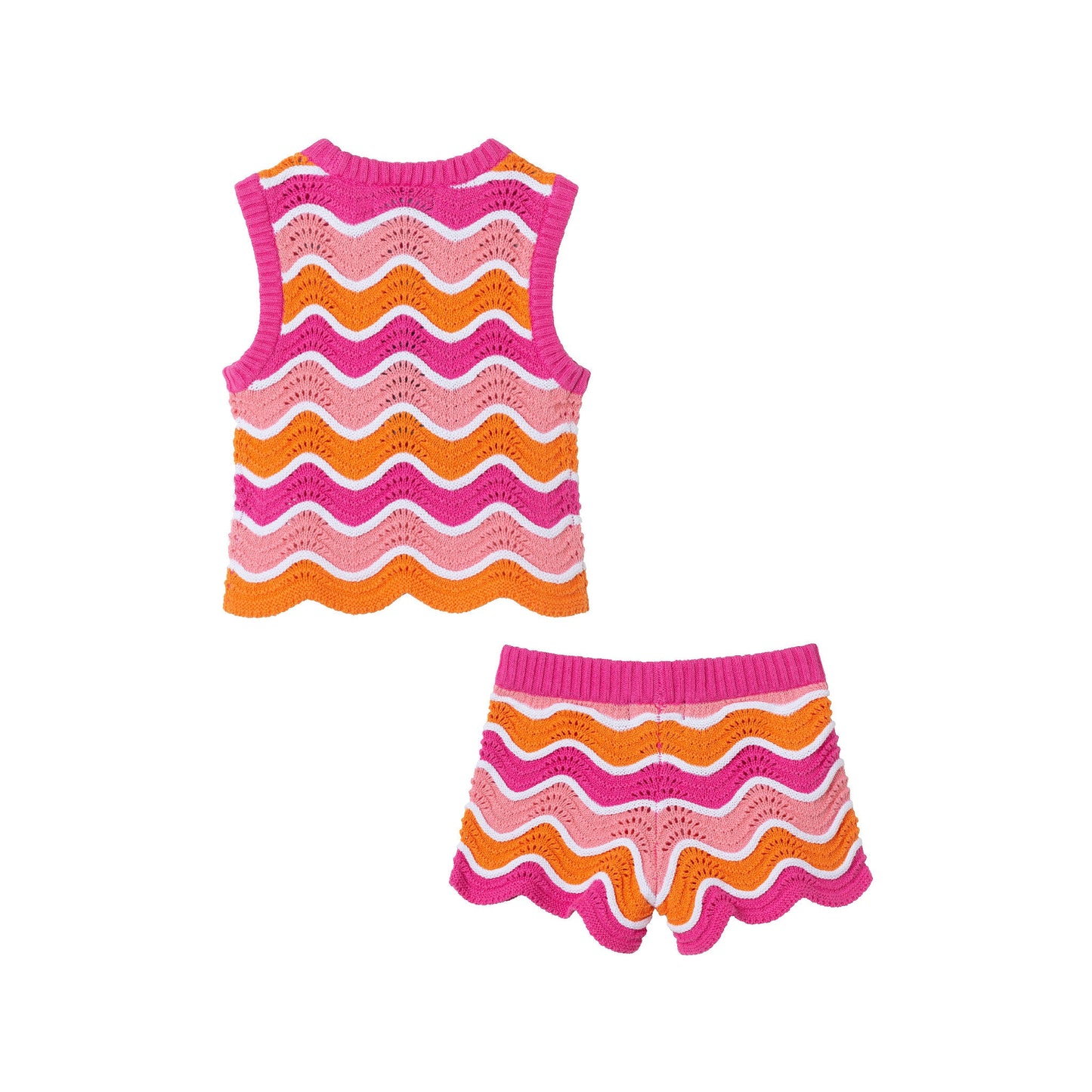 Kids (2-6x) Crochet Scallop Top & Short Set | Rainbow