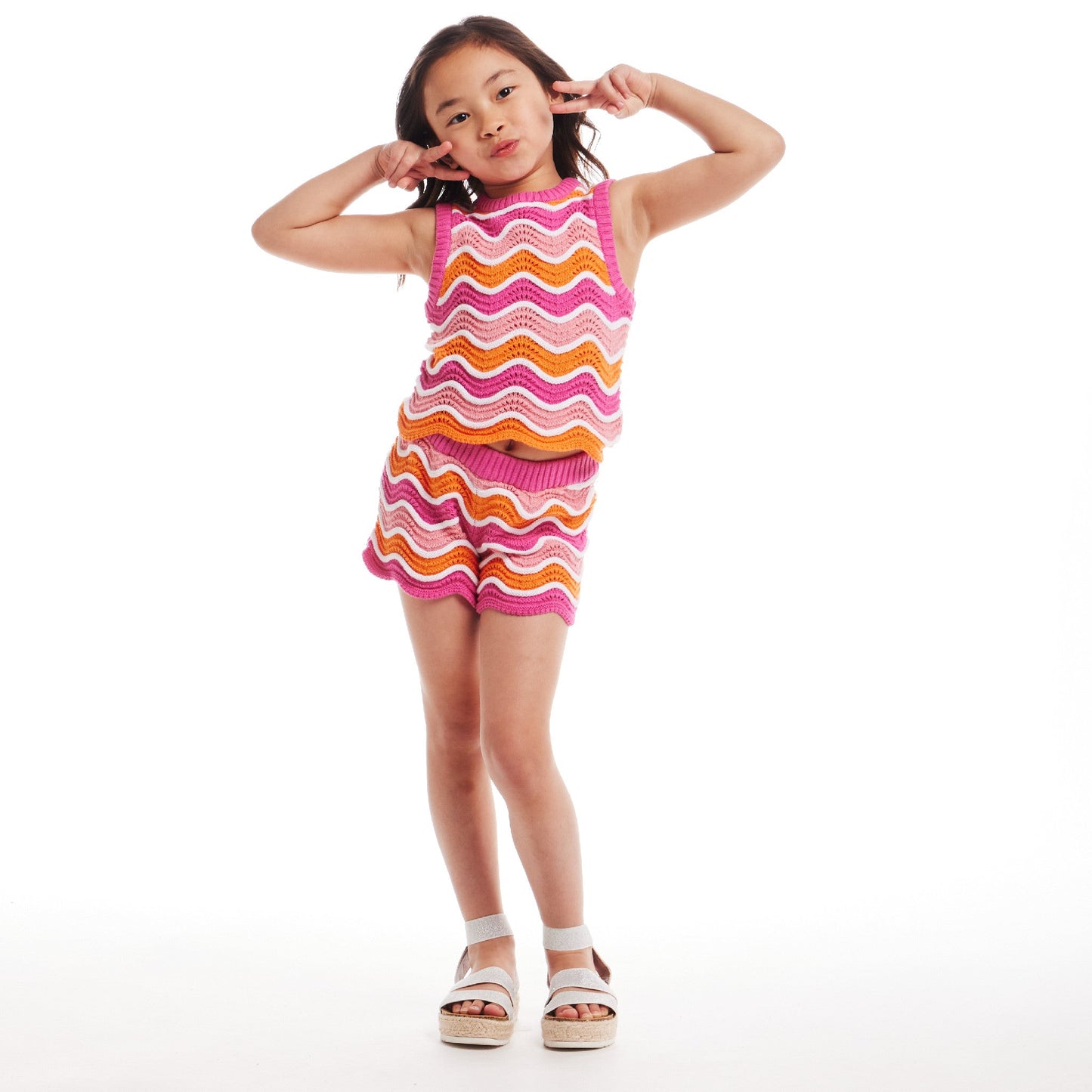 Kids (2-6x) Crochet Scallop Top & Short Set | Rainbow