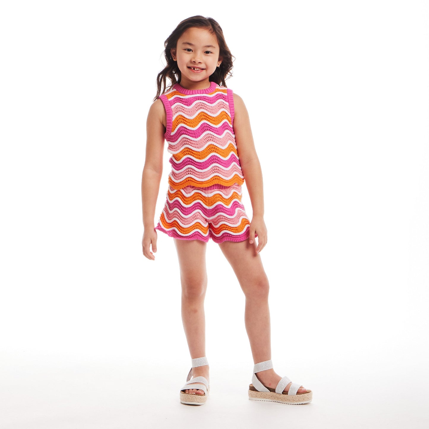 Kids (2-6x) Crochet Scallop Top & Short Set | Rainbow