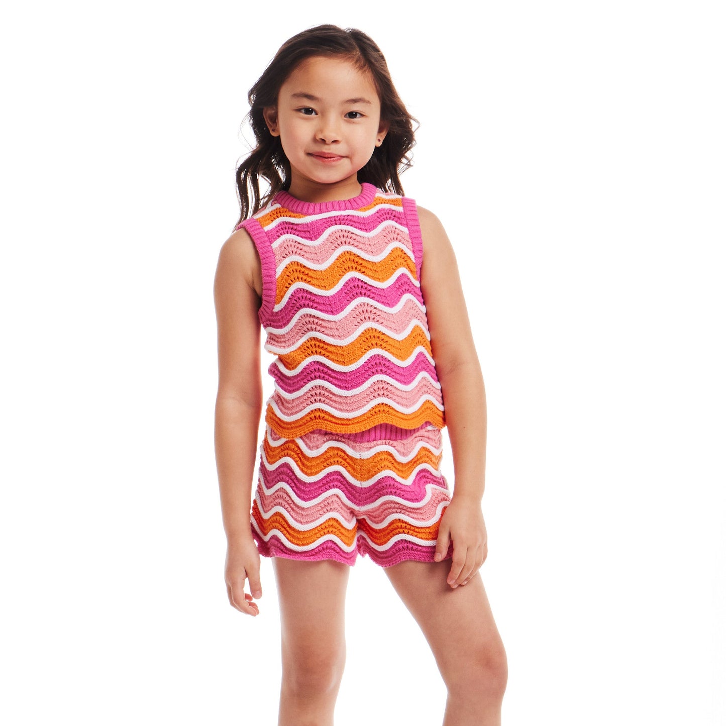 Kids (2-6x) Crochet Scallop Top & Short Set | Rainbow