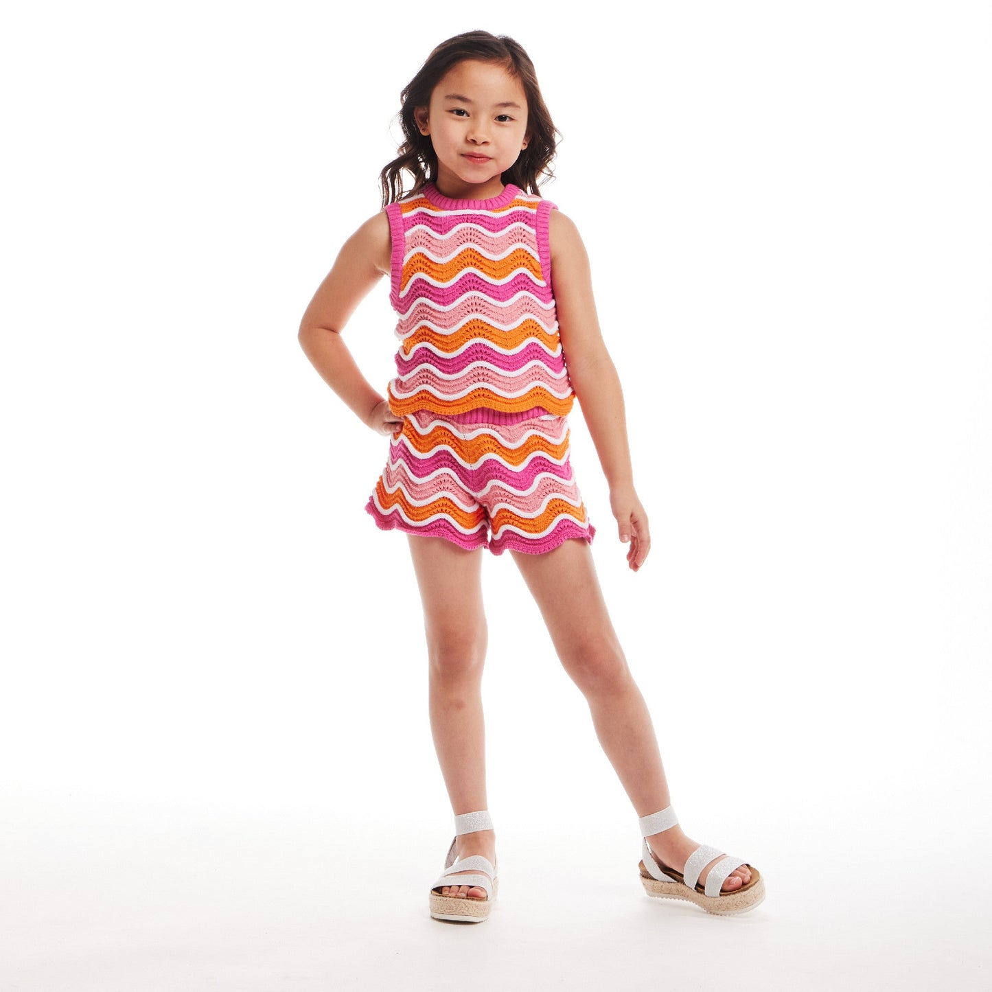 Kids (2-6x) Crochet Scallop Top & Short Set | Rainbow