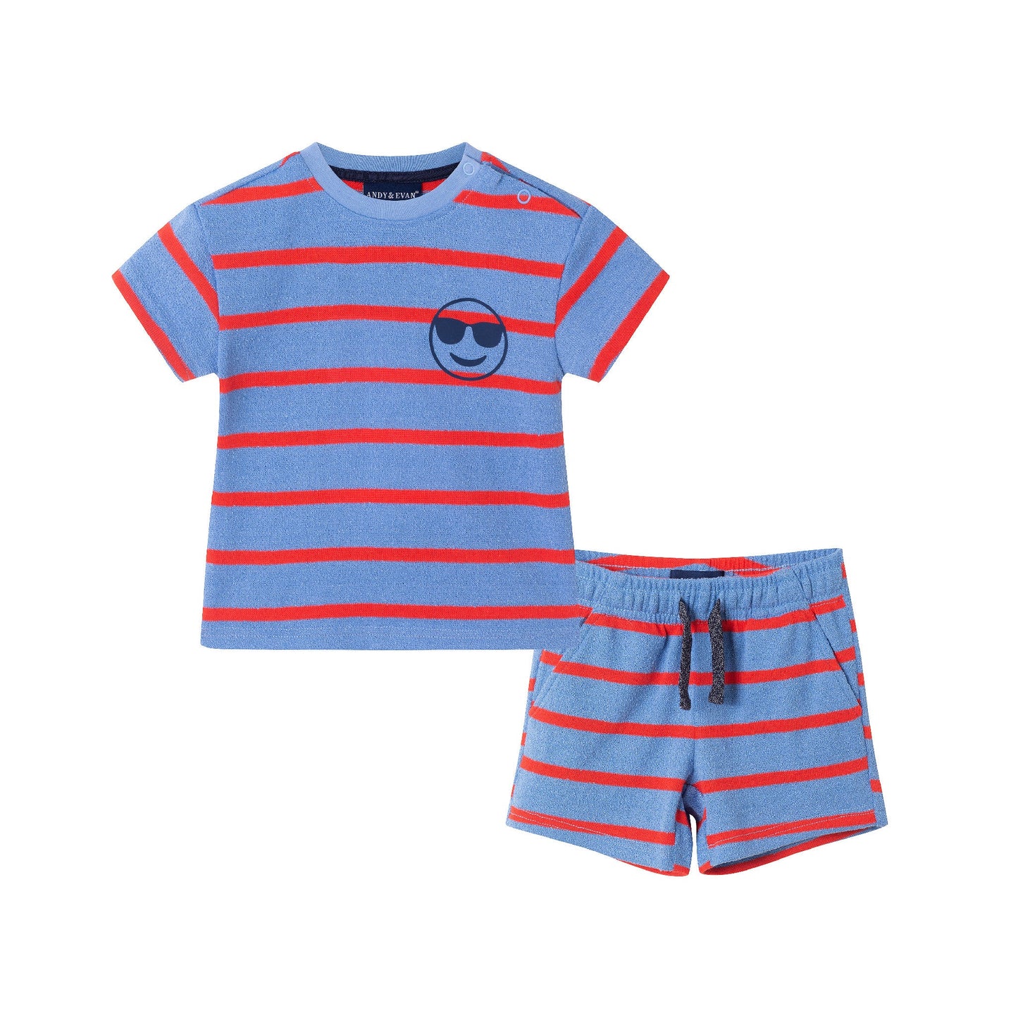 Infant Textured Terry Set | Striped Smiley