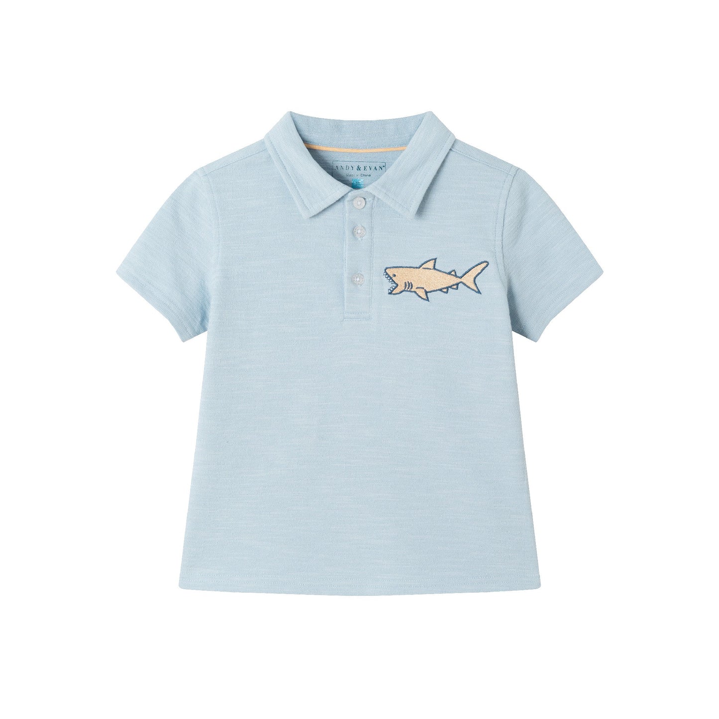 Kids (2-7) Textured Polo and Shorts Set | Light Blue Shark