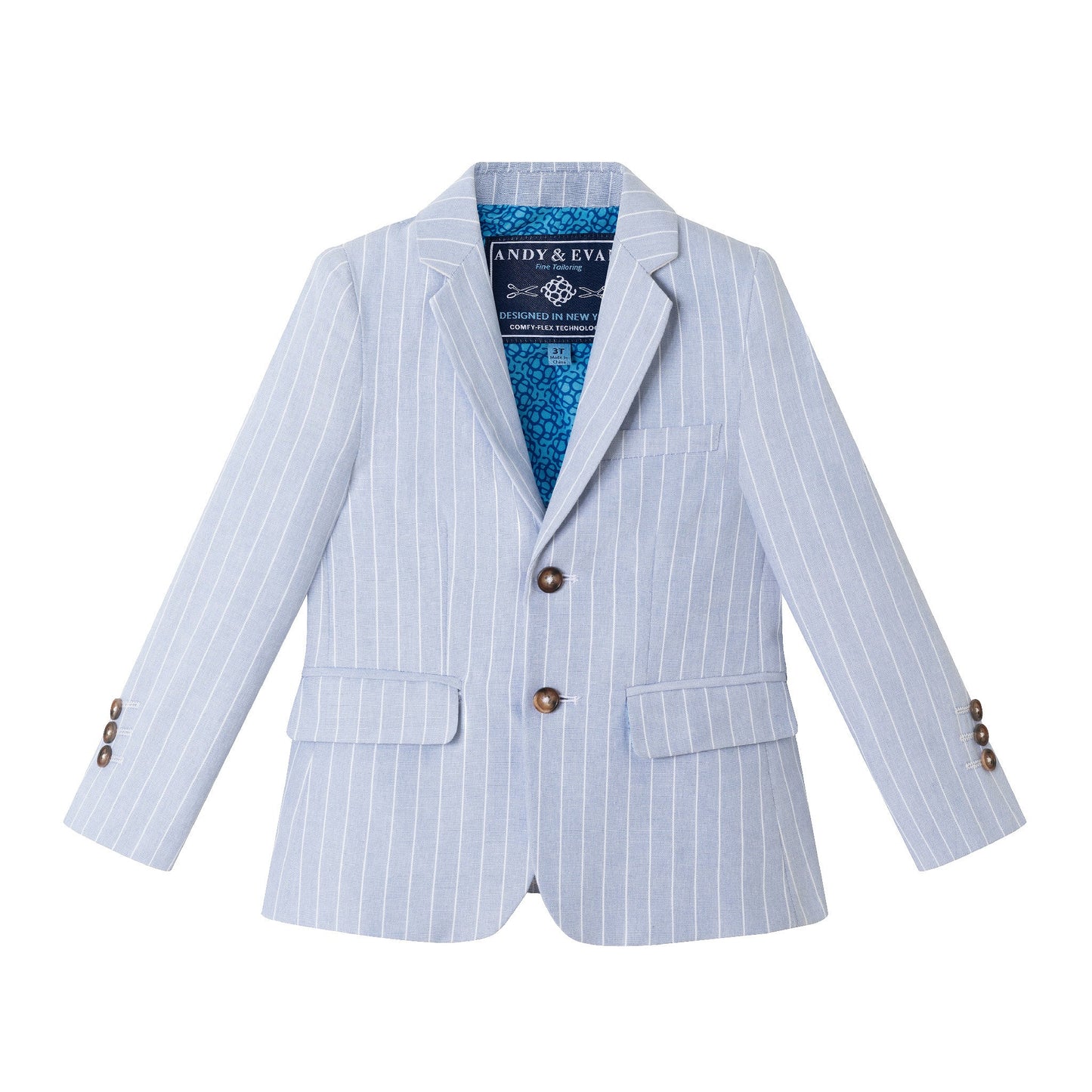 Kids (2-8) Suit Set | Blue Pinstripe