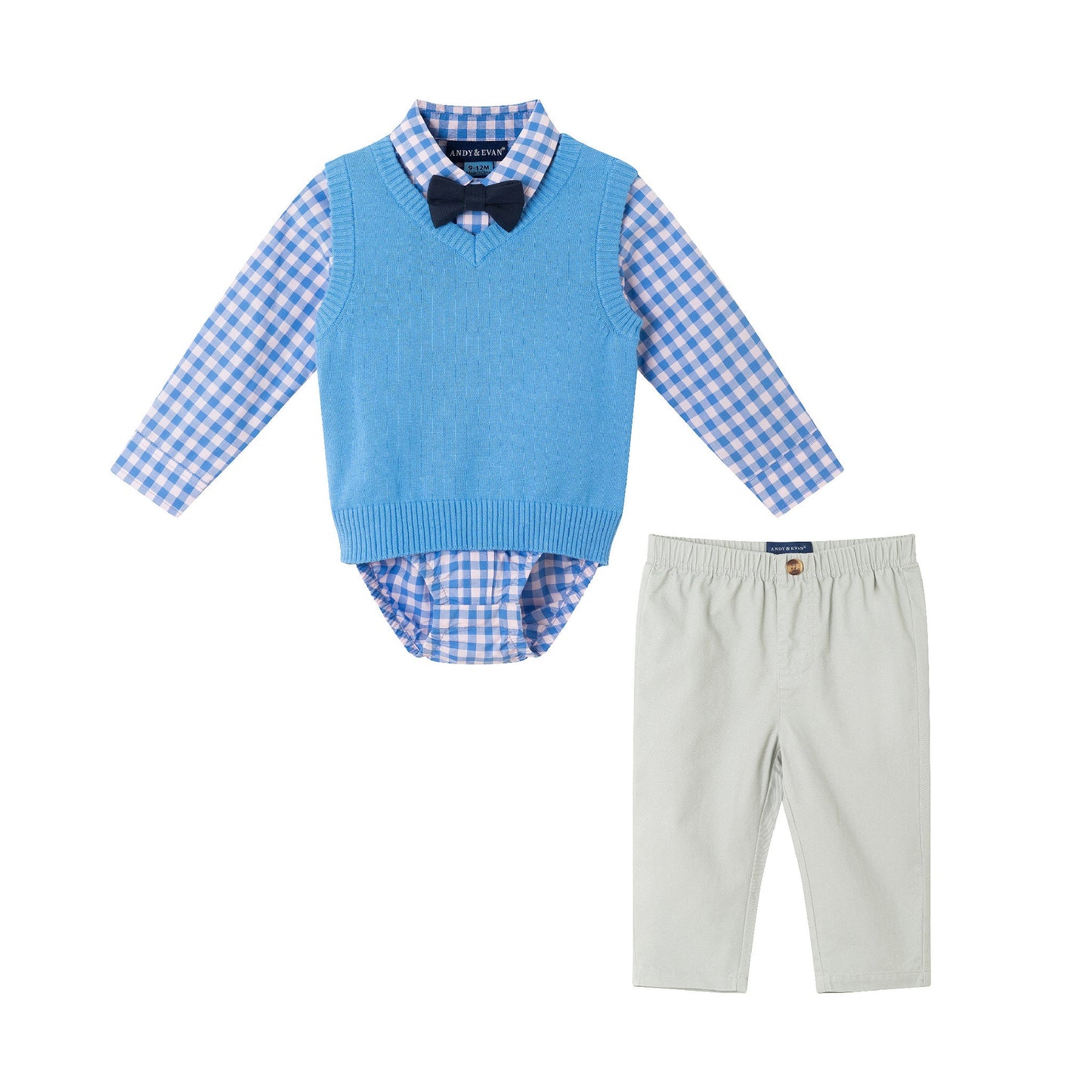 Infant (3-24M) Sweater Vest Set | Mid Blue