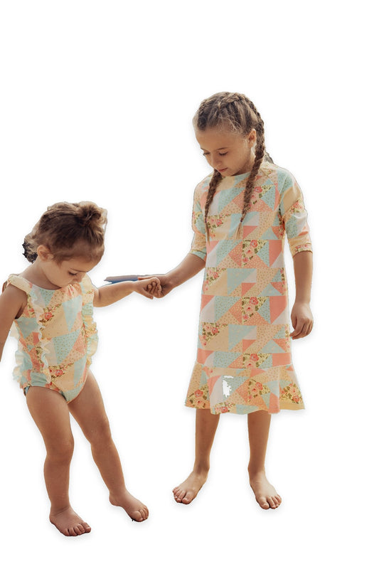 Floral Patch Printed Swim Dress