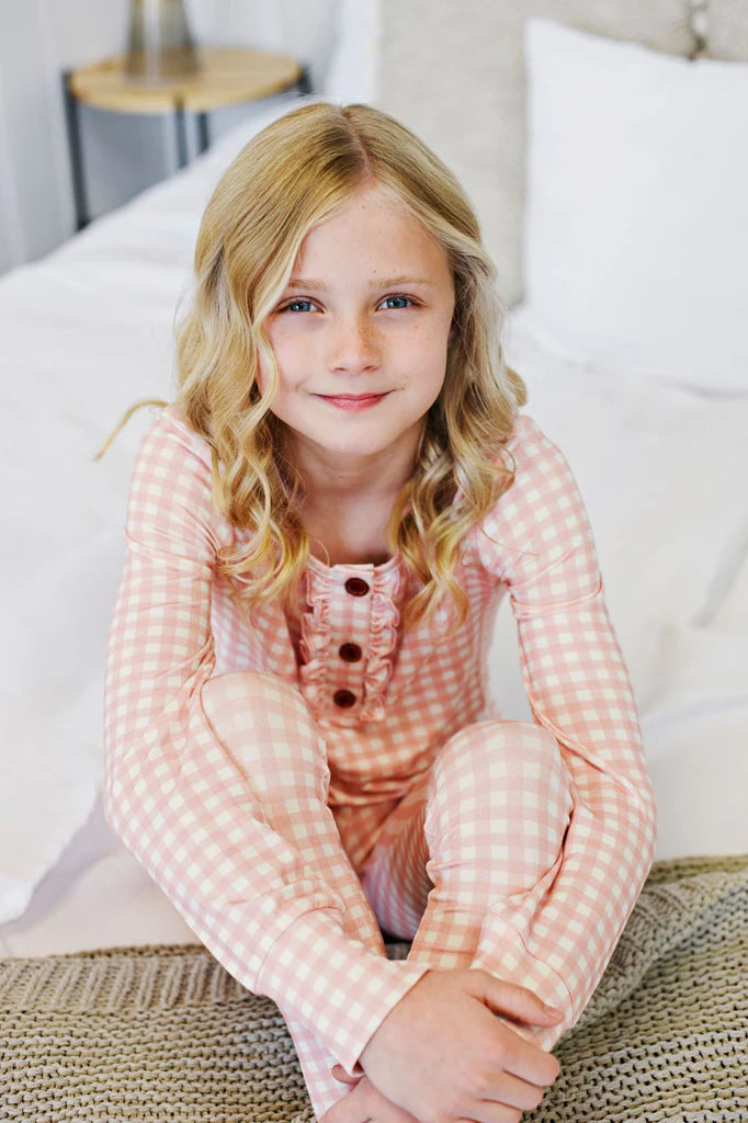 Mauve Pink Gingham PJ Set