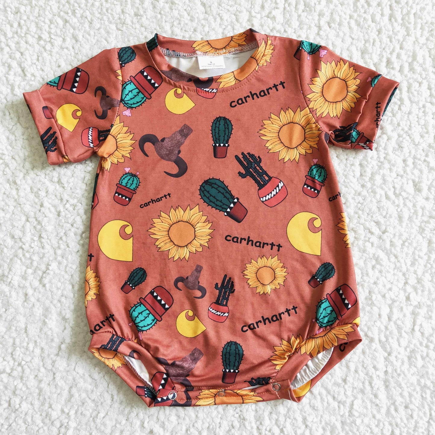 Sunflower cow cactus baby summer romper