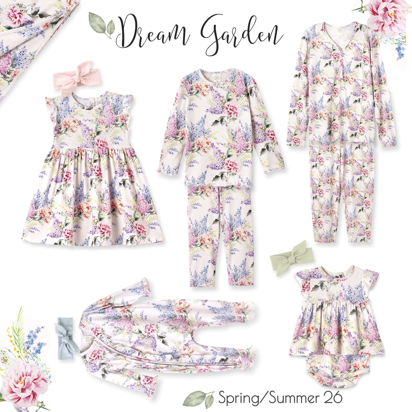 Watercolor Floral Bamboo Baby Skirted Bodysuit