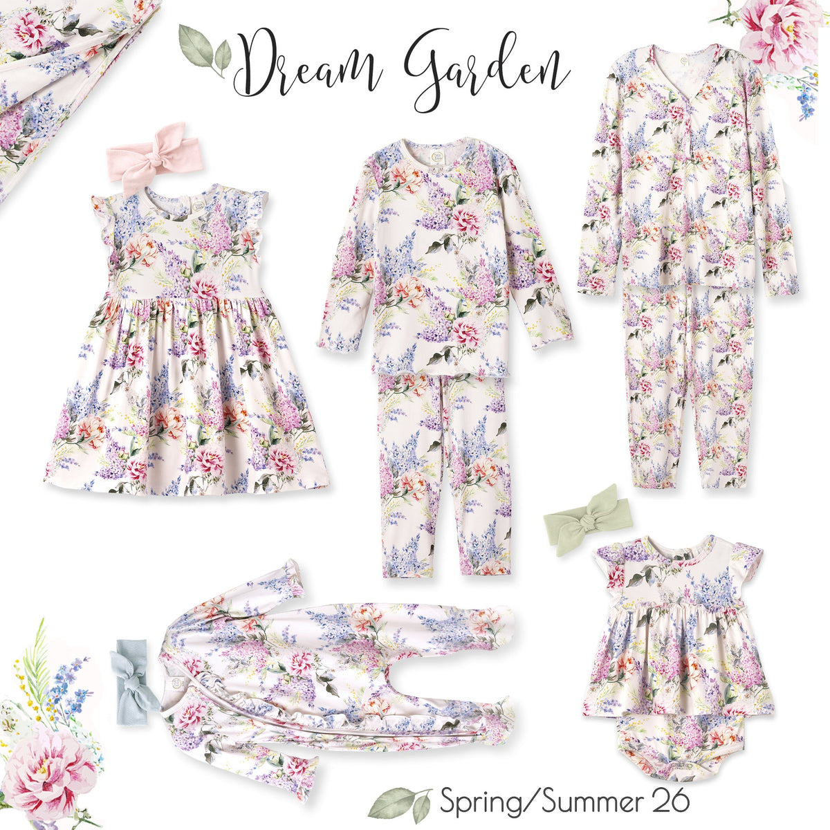 Watercolor Floral Bamboo Baby Girl Zipper Romper