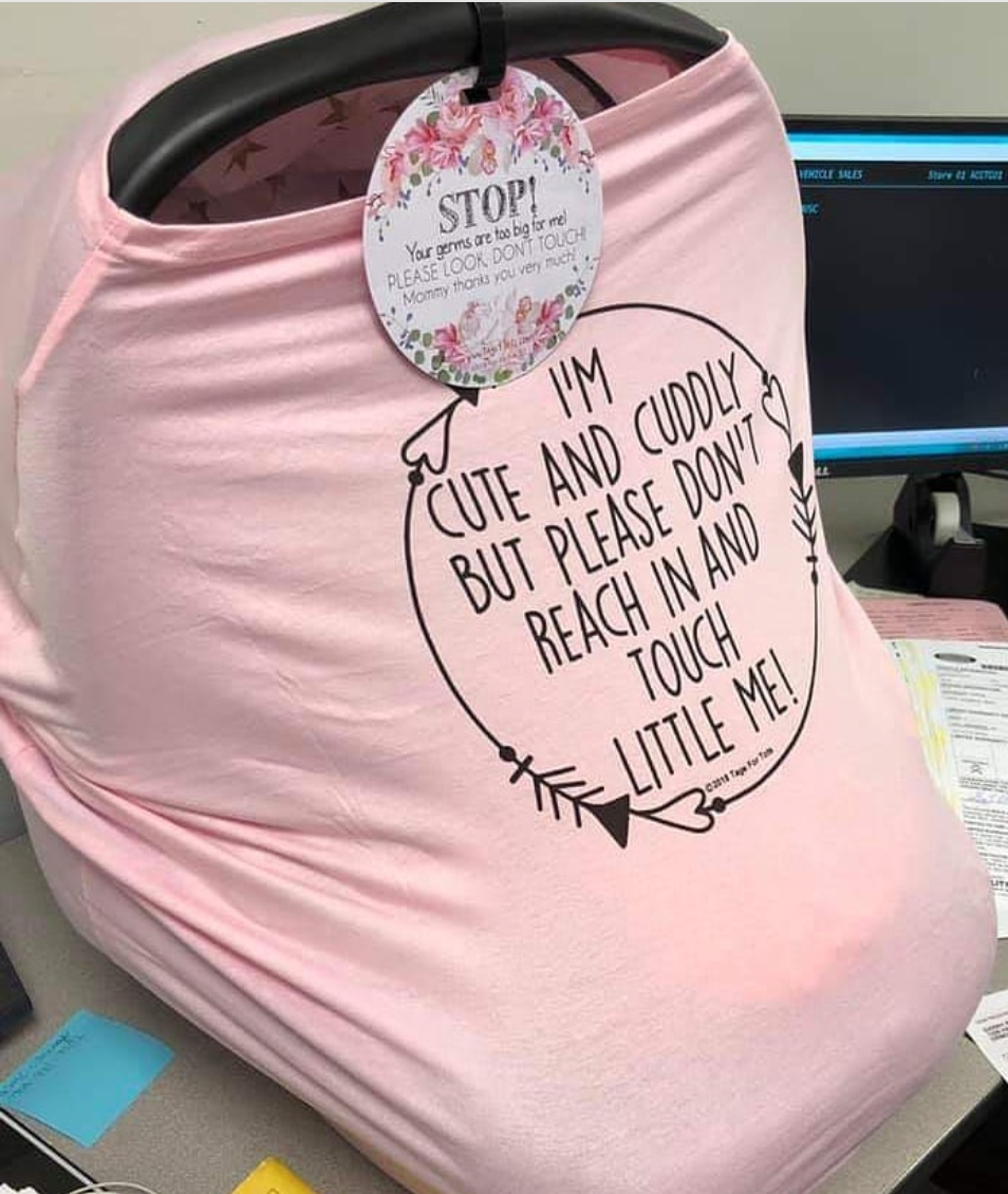 Pink Car Seat 5 in 1 Cover – I'm Cute & Cuddly But Please Don't Touch Little Me